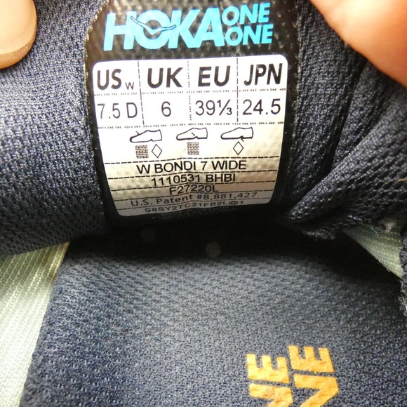 Hoka One One Bondi 7 1110531-BHBI Womens US 7.5D Running Shoes Blue Haze Sneaker - Picture 9 of 10